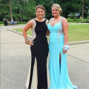 Baby blue prom dress with sheer back! Beautiful!